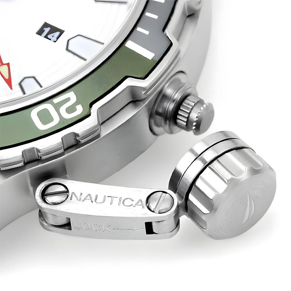 RELOJ NAUTICA GLENROCK LAGOON NAPGLS112 FECHA ACERO INOXIDABLE CORREA SILICONA NEGRO DIAL BLANCO - 2