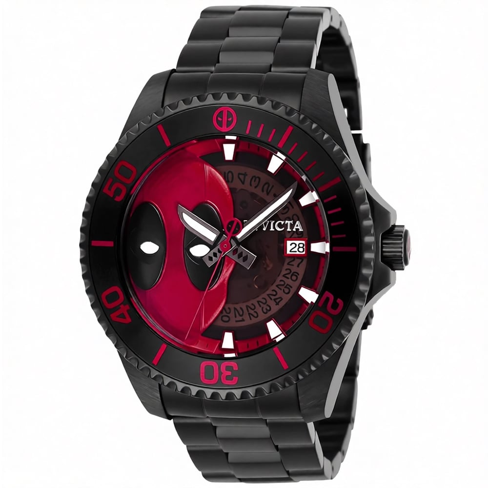 RELOJ INVICTA MARVEL DEADPOOL 27153 AUTOMÁTICO EDICION LIMITADA FECHA  ACERO INOXIDABLE NEGRO ROJO - 1