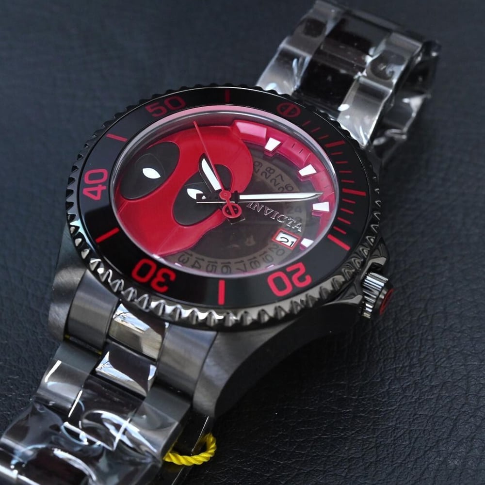 RELOJ INVICTA MARVEL DEADPOOL 27153 AUTOMÁTICO EDICION LIMITADA FECHA  ACERO INOXIDABLE NEGRO ROJO - 2
