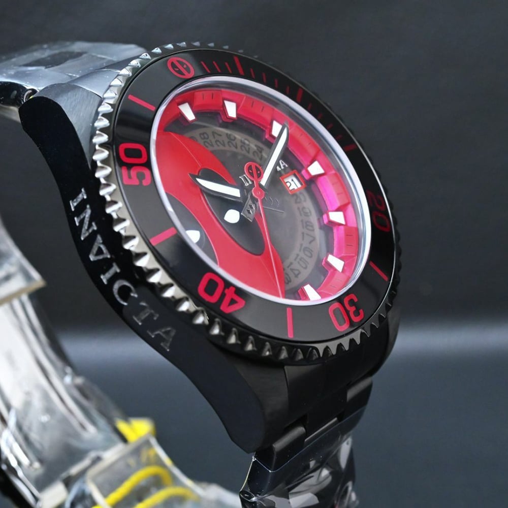 RELOJ INVICTA MARVEL DEADPOOL 27153 AUTOMÁTICO EDICION LIMITADA FECHA  ACERO INOXIDABLE NEGRO ROJO - 4