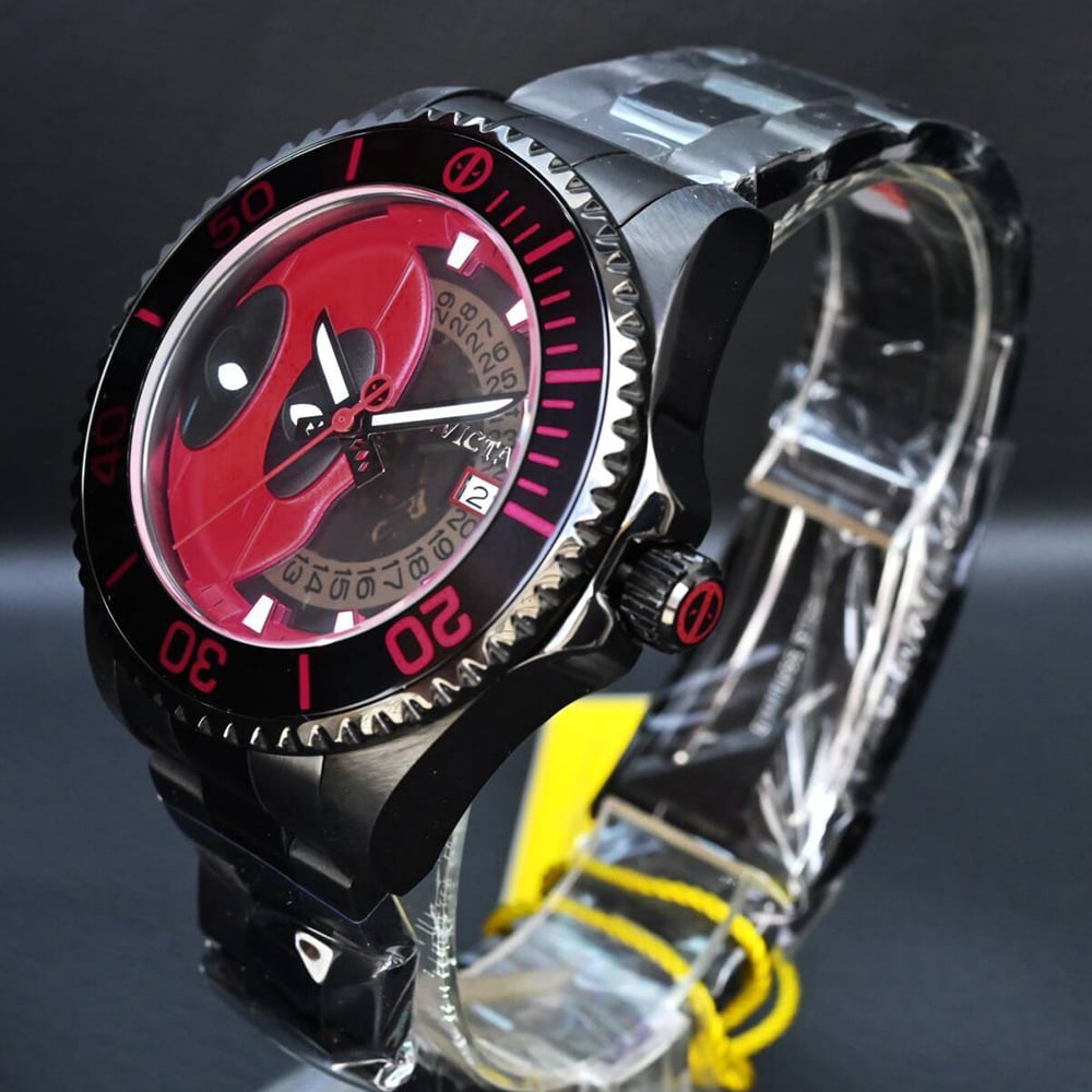 RELOJ INVICTA MARVEL DEADPOOL 27153 AUTOMÁTICO EDICION LIMITADA FECHA  ACERO INOXIDABLE NEGRO ROJO - 5
