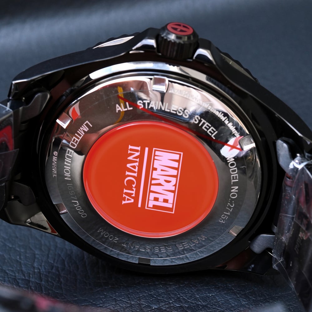 RELOJ INVICTA MARVEL DEADPOOL 27153 AUTOMÁTICO EDICION LIMITADA FECHA  ACERO INOXIDABLE NEGRO ROJO - 6