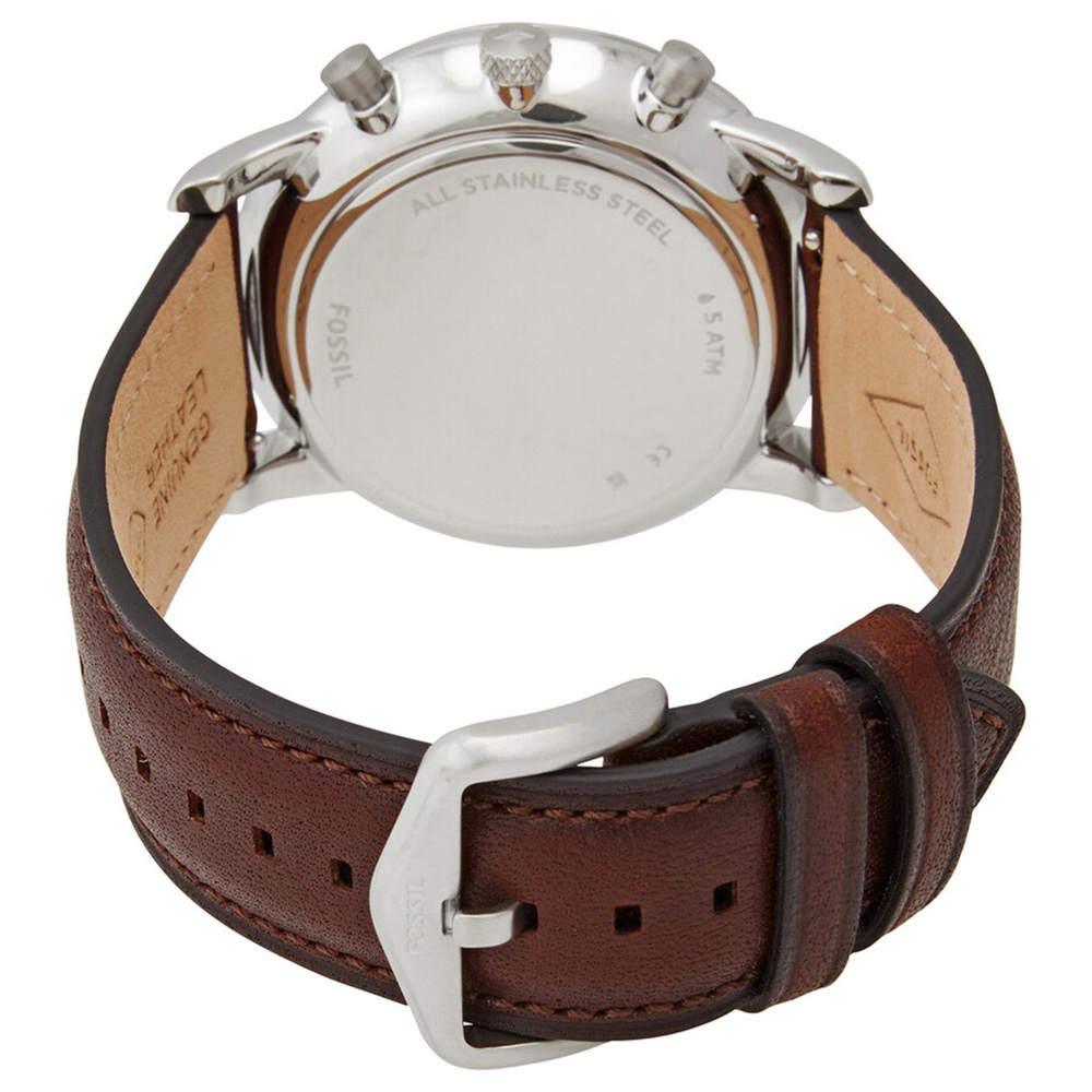 RELOJ FOSSIL MINIMALIST CHRONO FS5849 FECHA CONÓMETRO CUERO MARRÓN DIAL MARFIL - 7