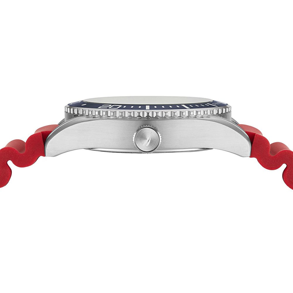 RELOJ NAUTICA FINN WORLD NAPFWF116 ACERO INOXIDABLE CORREA DE SILICONA ROJO DIAL AZUL - 5