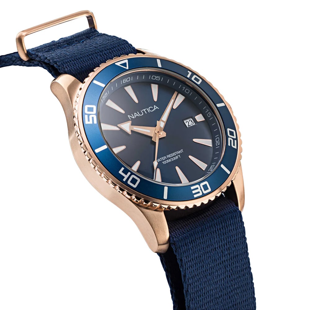 RELOJ NAUTICA PACIFIC BEACH NAPPBF907 FECHA ACERO INOXIDABLE CORREA DE NYLON Y DIAL AZUL - 2