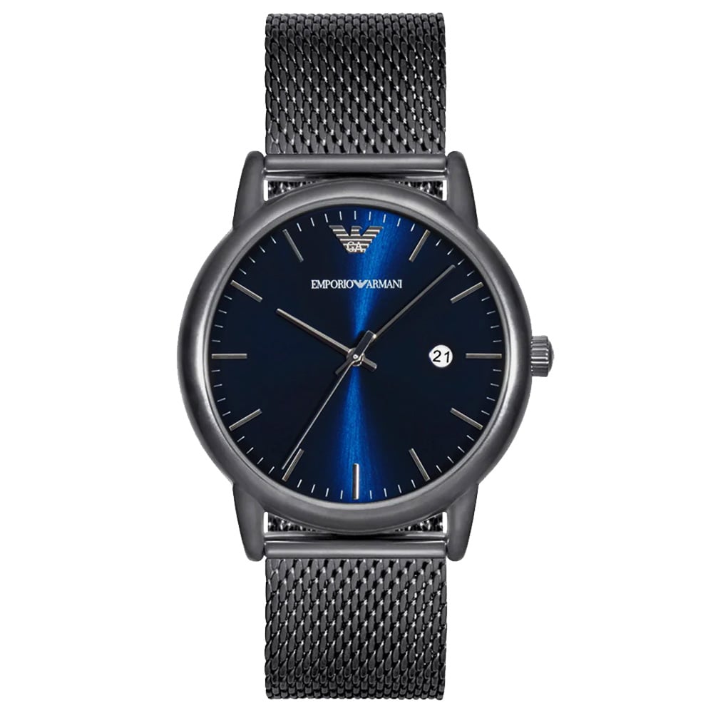 RELOJ EMPORIO ARMANI LUIGI AR11053 FECHA ACERO INOXIDABLE GUNMETAL DIAL AZUL - 1