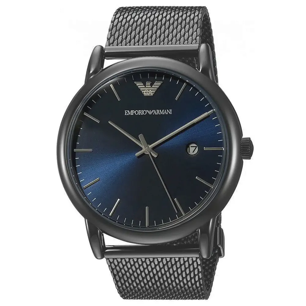 RELOJ EMPORIO ARMANI LUIGI AR11053 FECHA ACERO INOXIDABLE GUNMETAL DIAL AZUL - 2