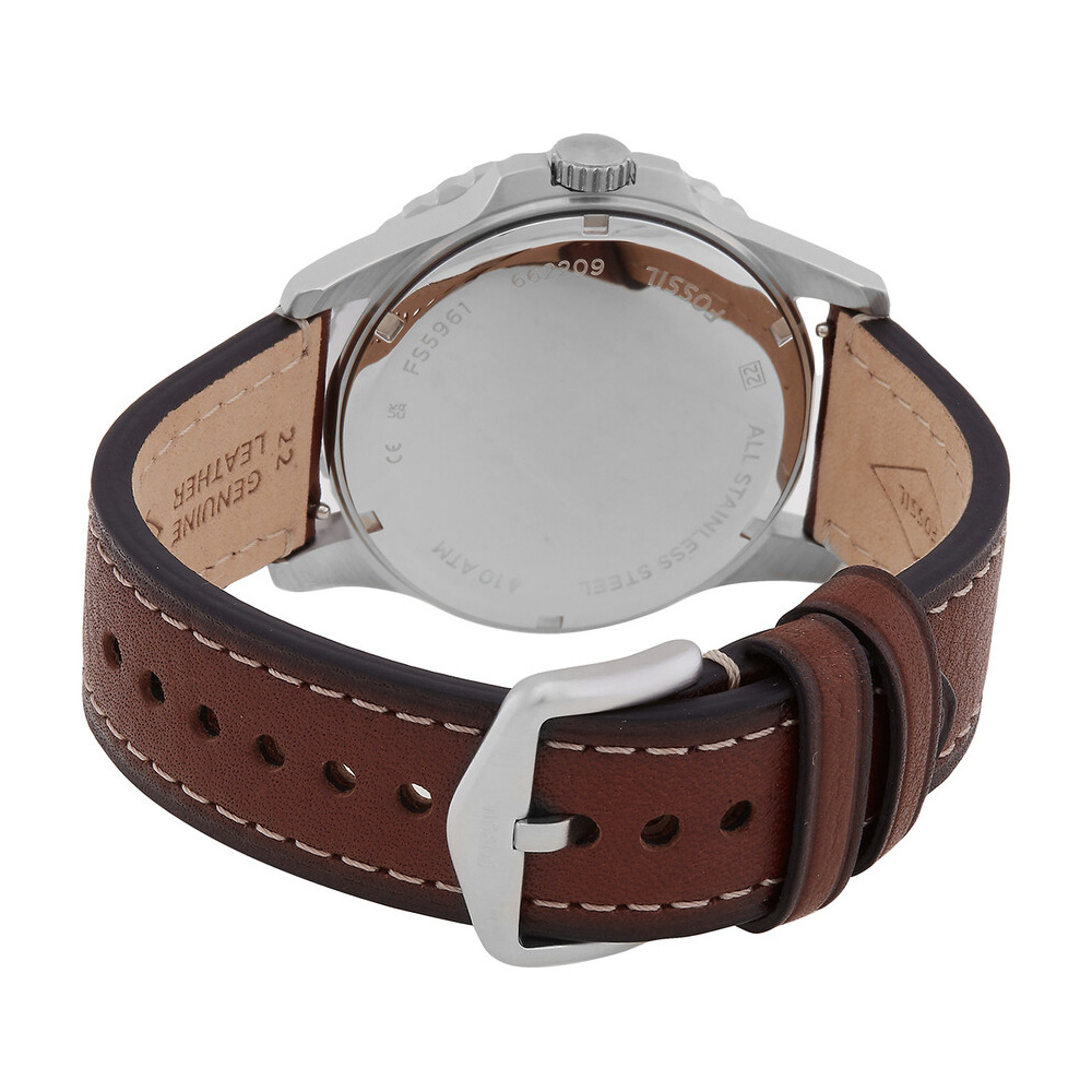 RELOJ FOSSIL BLUE FS5961 FECHA CORREA DE CUERO MARRÓN DIAL VERDE - 8
