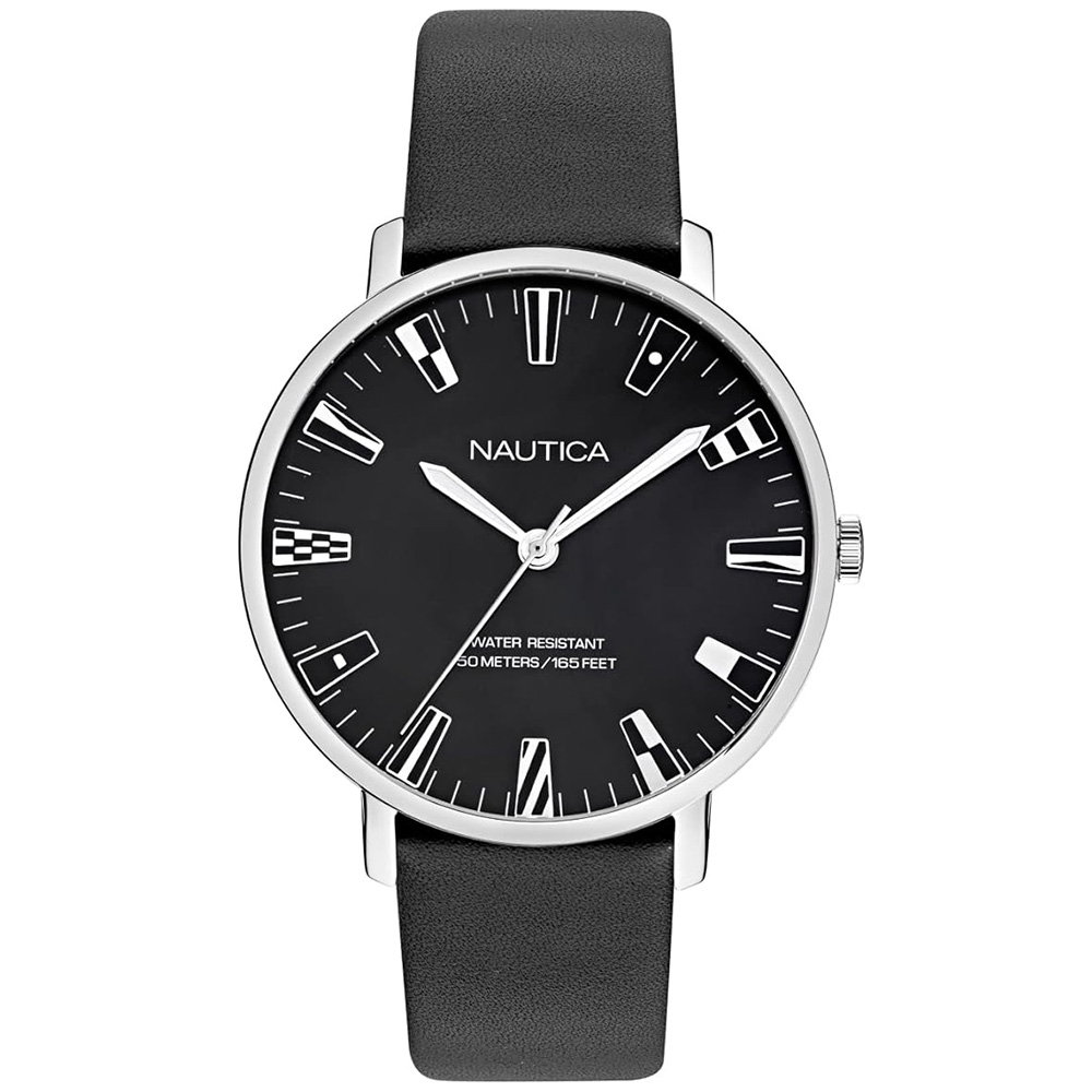 RELOJ NAUTICA CAPRERA NAPCRF910 ACERO INOXIDABLE CORREA DE CUERO Y DIAL NEGRO - 1