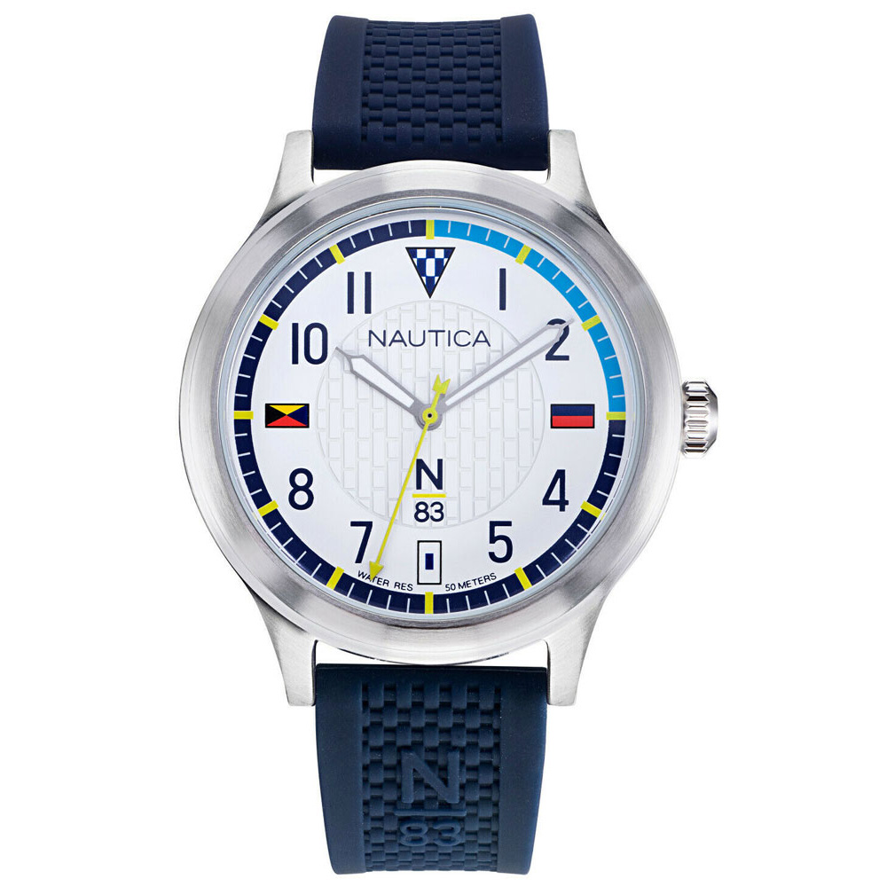 RELOJ NAUTICA N83 CRISSY FIELD NAPCFS903 CORREA DE SILICONA AZUL DIAL BLANCO - 1