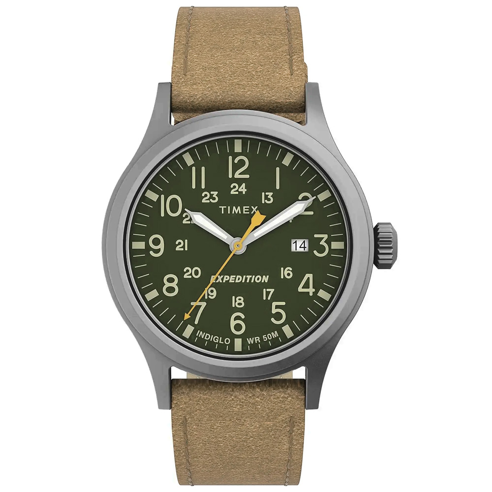 RELOJ TIMEX EXPEDITION SCOUT TW4B23000 LUZ INDIGLO CORREA DE CUERO DIAL VERDE - 1