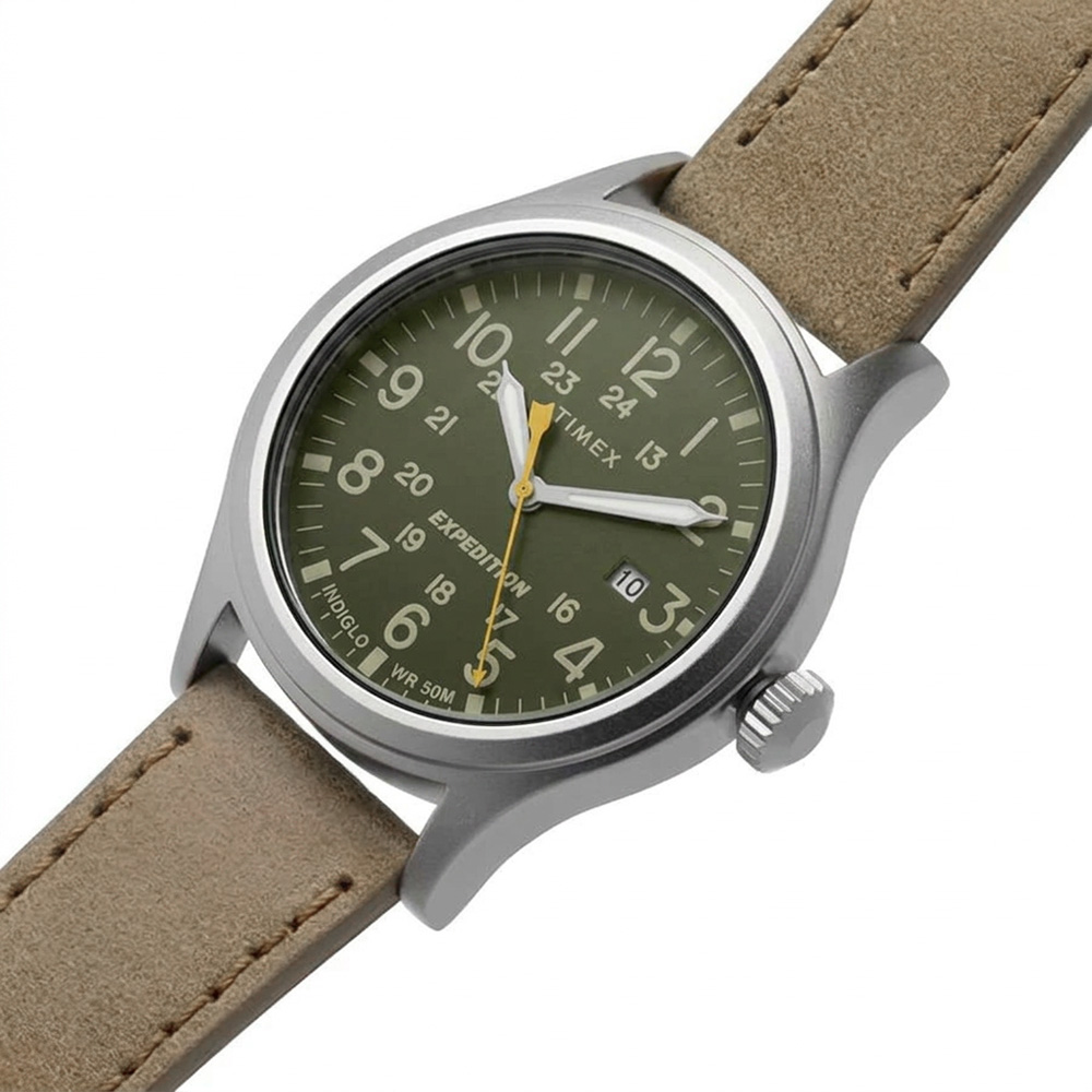 RELOJ TIMEX EXPEDITION SCOUT TW4B23000 LUZ INDIGLO CORREA DE CUERO DIAL VERDE - 2