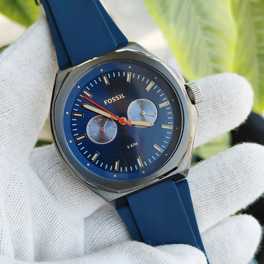 RELOJ FOSSIL EVANSTON BQ2773 MULTIFUNCIONAL ACERO GUNMETAL CORREA Y DIAL AZUL - 2