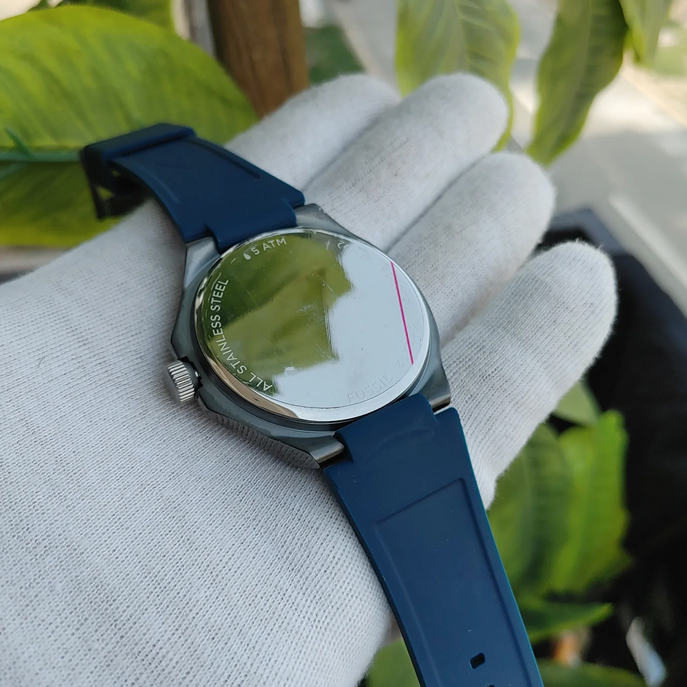 RELOJ FOSSIL EVANSTON BQ2773 MULTIFUNCIONAL ACERO GUNMETAL CORREA Y DIAL AZUL - 6