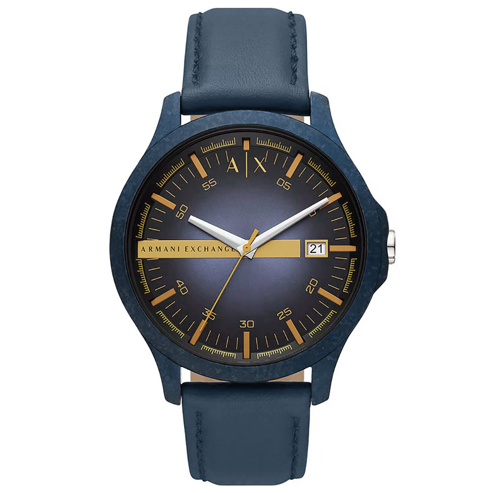 RELOJ ARMANI EXCHANGE HAMPTON AX2442 FECHA ACERO INOXIDABLE CORREA DE CUERO AZUI - 1