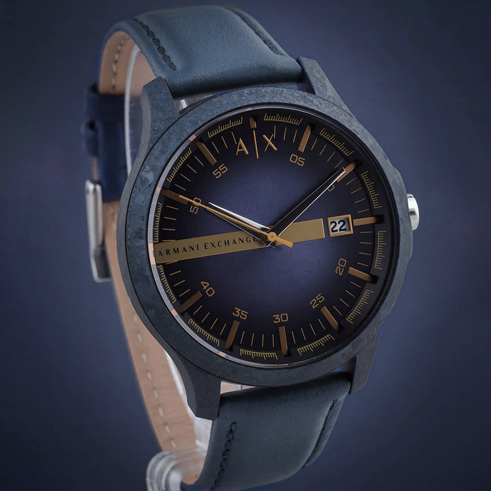 RELOJ ARMANI EXCHANGE HAMPTON AX2442 FECHA ACERO INOXIDABLE CORREA DE CUERO AZUI - 4