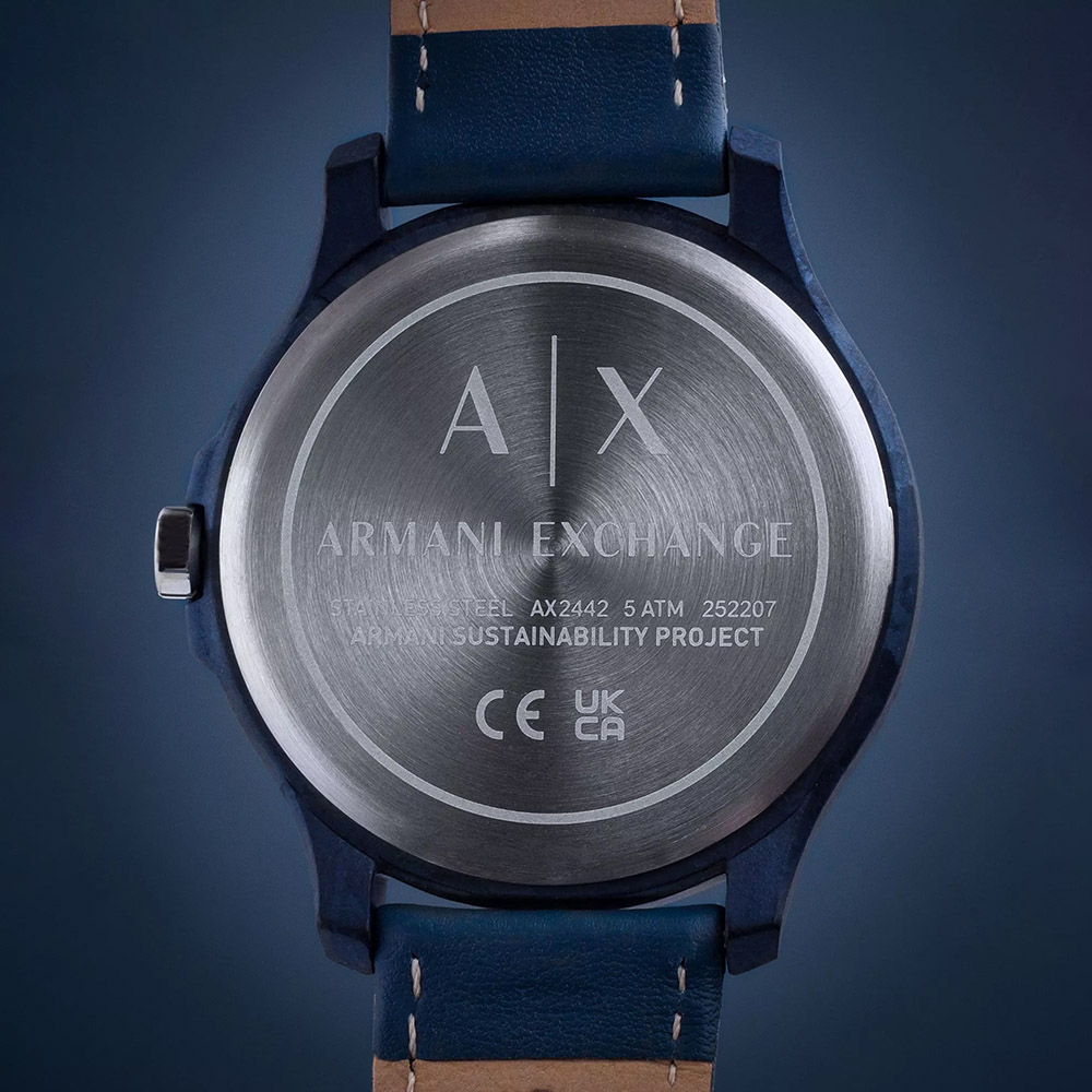 RELOJ ARMANI EXCHANGE HAMPTON AX2442 FECHA ACERO INOXIDABLE CORREA DE CUERO AZUI - 6