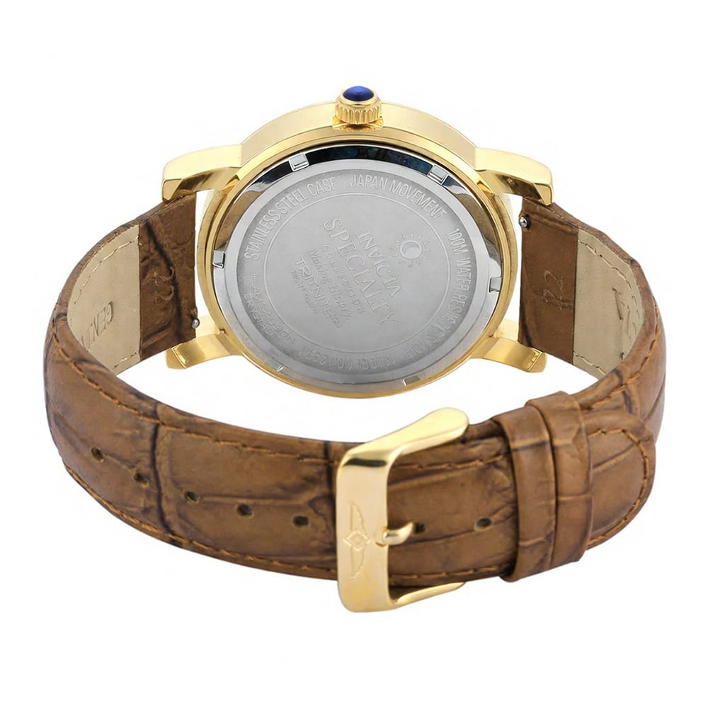 RELOJ INVICTA SPECIALTY 13971 FECHA SET 3 CORREAS DE CUERO ACERO INOXIDABLE DORADO - 5