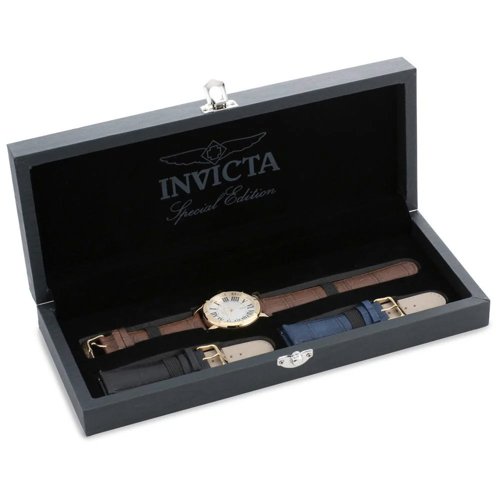 RELOJ INVICTA SPECIALTY 13971 FECHA SET 3 CORREAS DE CUERO ACERO INOXIDABLE DORADO - 6