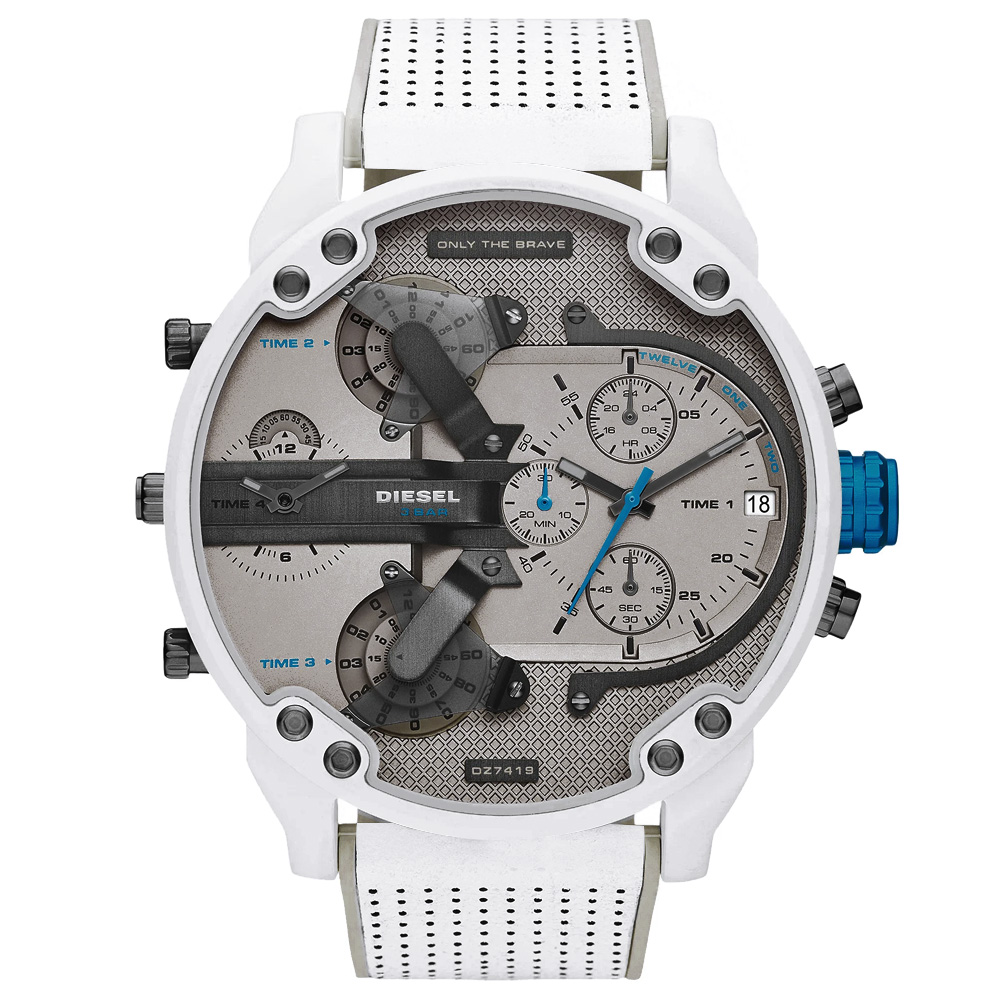 RELOJ DIESEL MR. DADDY 2.0 DZ7419 CUATRO HORAS FECHA CRONÓMETRO CORREA DE SILICONA - 1