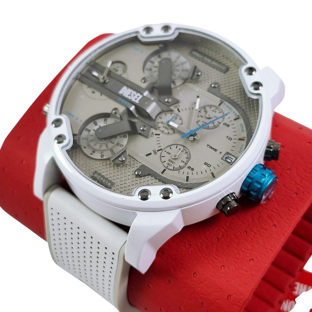 RELOJ DIESEL MR. DADDY 2.0 DZ7419 CUATRO HORAS FECHA CRONÓMETRO CORREA DE SILICONA - 2