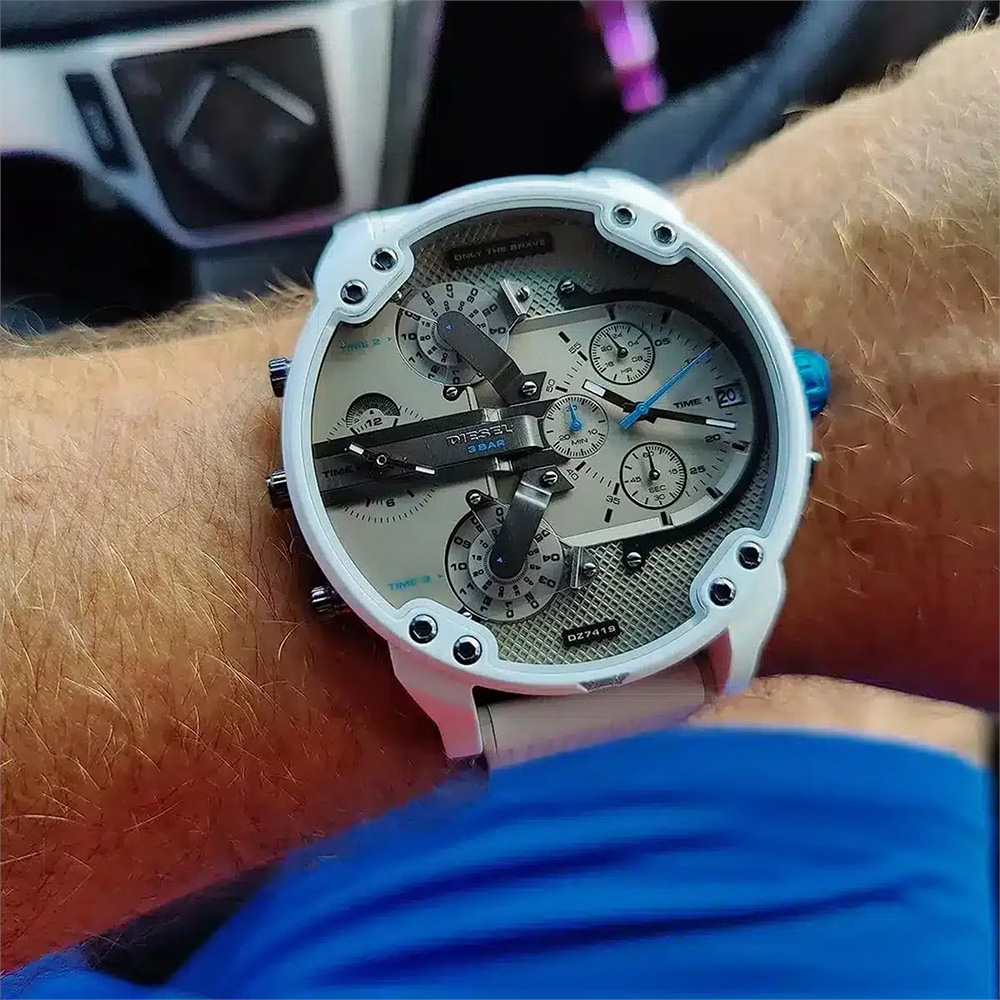 RELOJ DIESEL MR. DADDY 2.0 DZ7419 CUATRO HORAS FECHA CRONÓMETRO CORREA DE SILICONA - 6