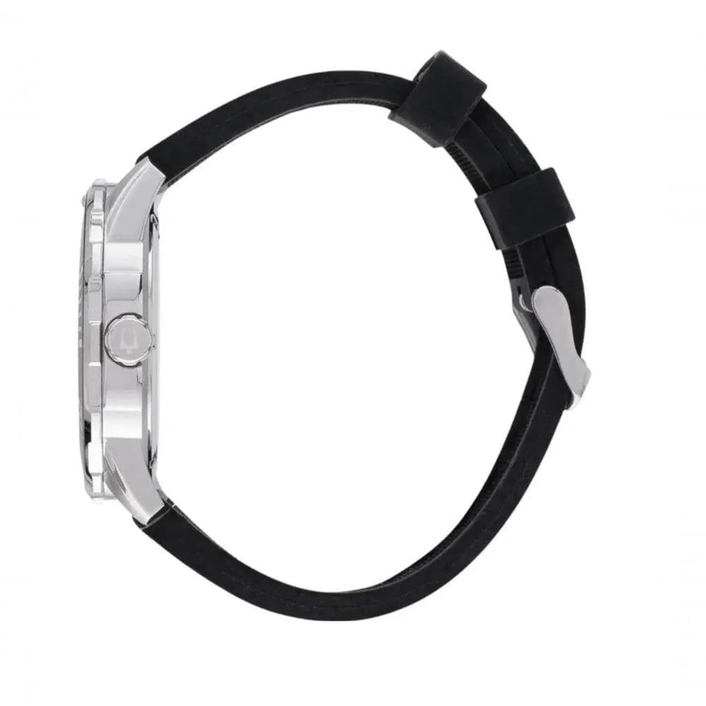 RELOJ BULOVA 98B348 FECHA ACERO INOXIDABLE CORREA DE SILICONA NEGRO - 7