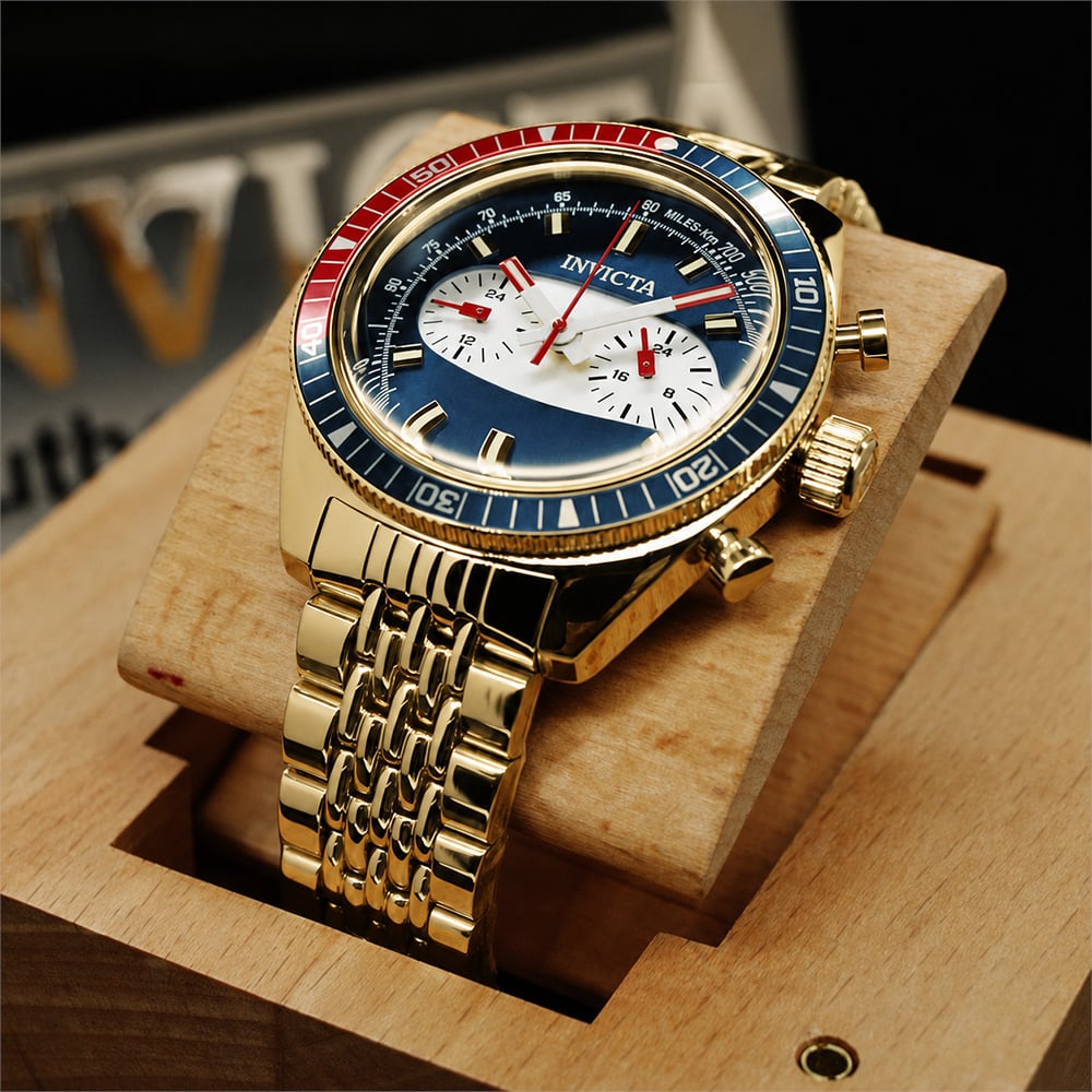 RELOJ INVICTA SPEEDWAY 40530 ACERO INOXIDABLE DORADO DIAL AZUL - 3