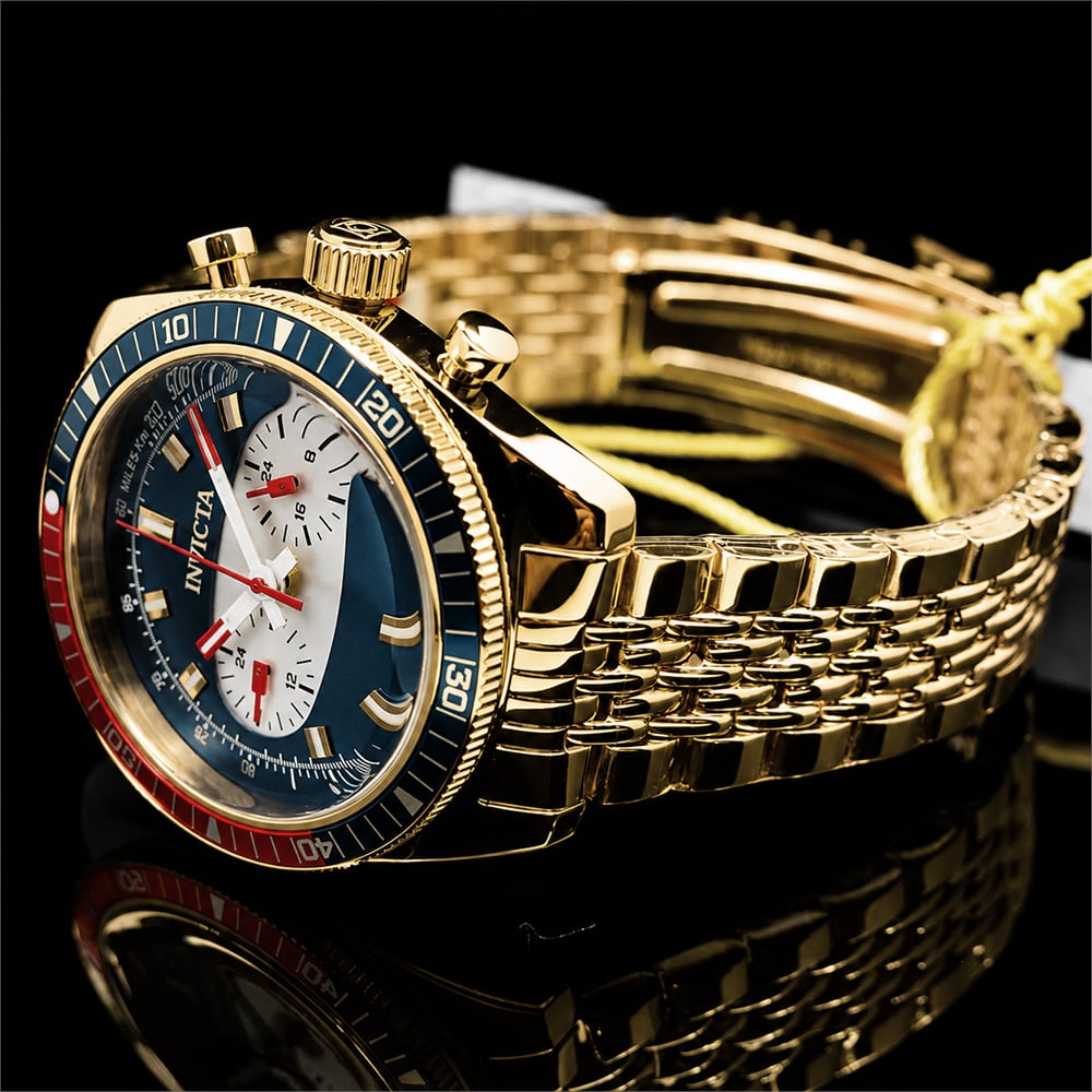 RELOJ INVICTA SPEEDWAY 40530 ACERO INOXIDABLE DORADO DIAL AZUL - 4