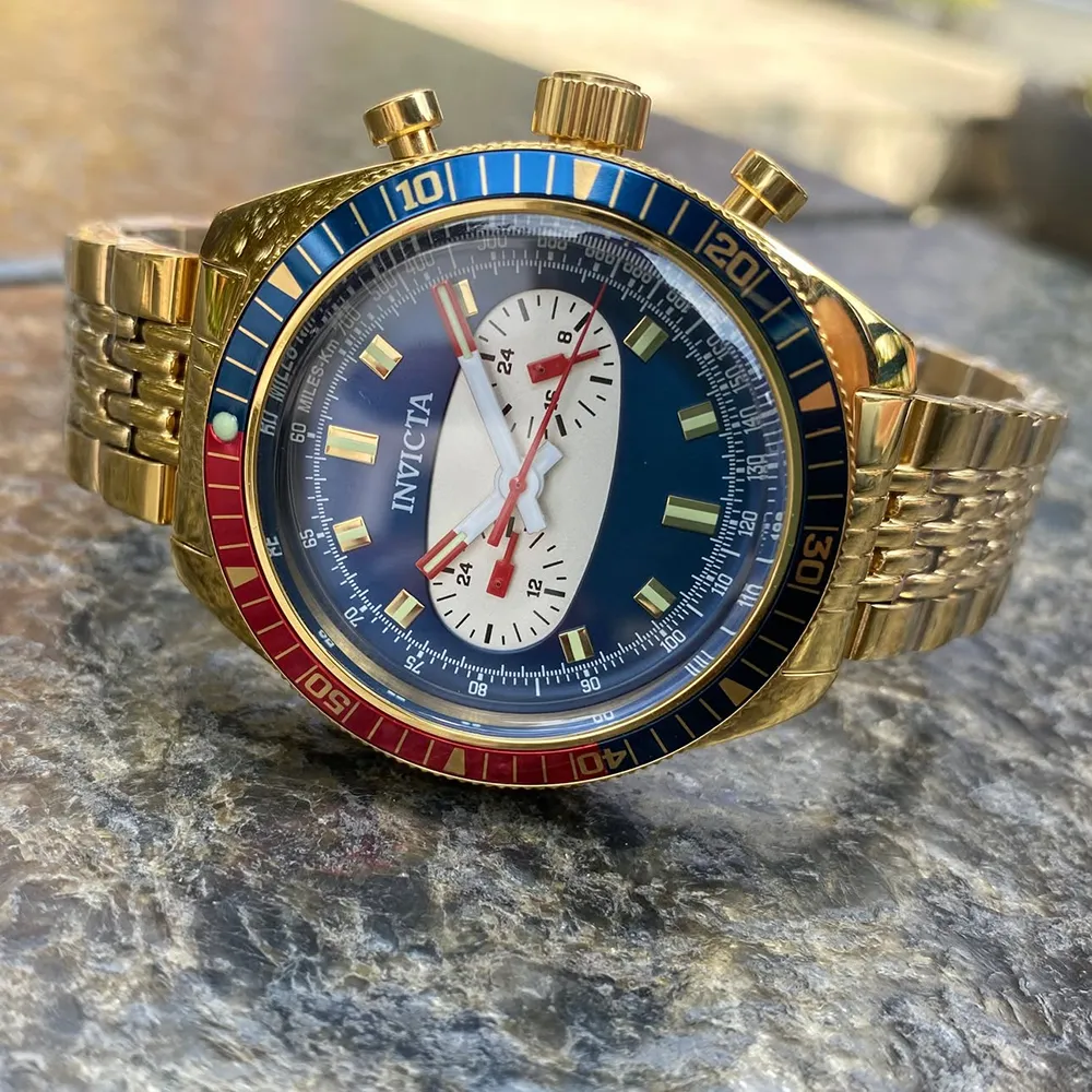 RELOJ INVICTA SPEEDWAY 40530 ACERO INOXIDABLE DORADO DIAL AZUL - 6