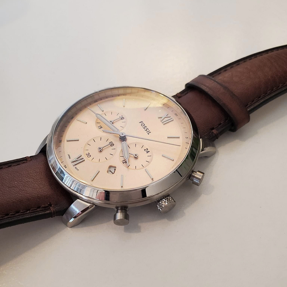 RELOJ FOSSIL NEUTRA FS5982 FECHA CRONOMETRO ACERO INOXIDABLE DIAL BEIGE - 2