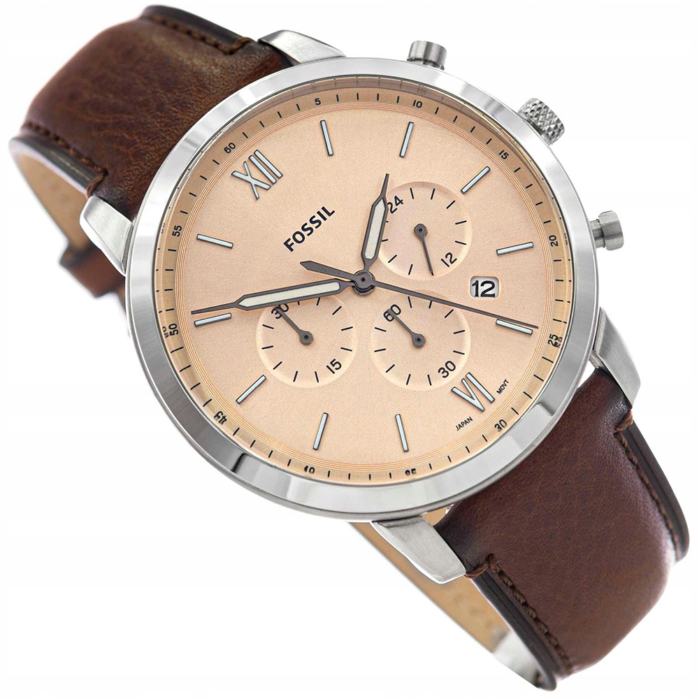 RELOJ FOSSIL NEUTRA FS5982 FECHA CRONOMETRO ACERO INOXIDABLE DIAL BEIGE - 3