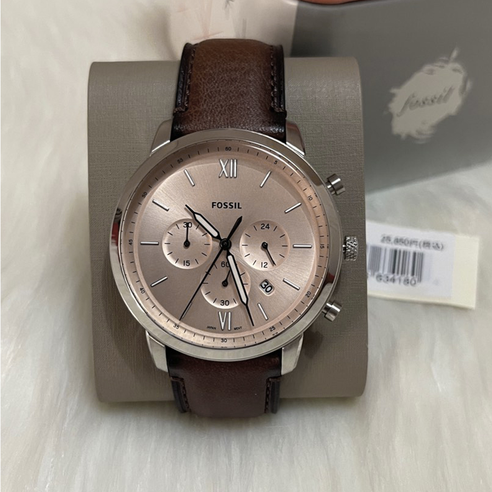 RELOJ FOSSIL NEUTRA FS5982 FECHA CRONOMETRO ACERO INOXIDABLE DIAL BEIGE - 4