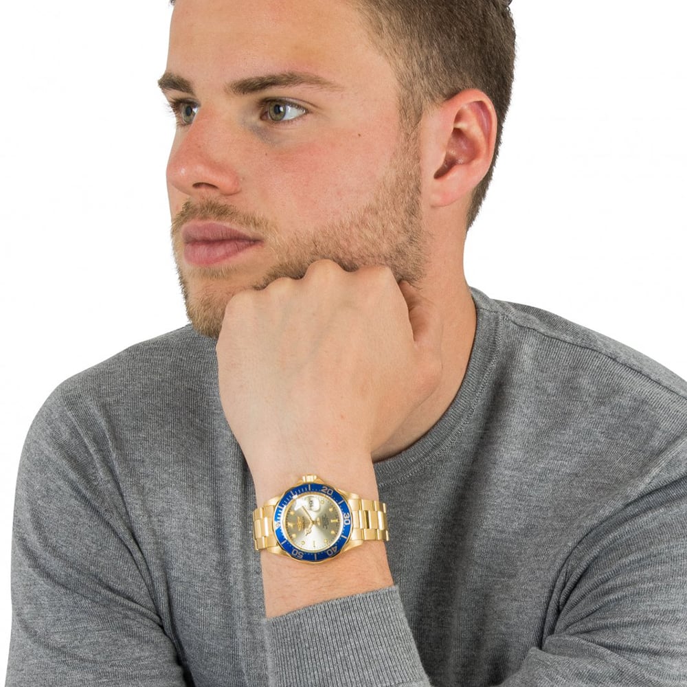 RELOJ INVICTA PRO DIVER 14124 FECHA ACERO INOXIDABLE DORADO - 3