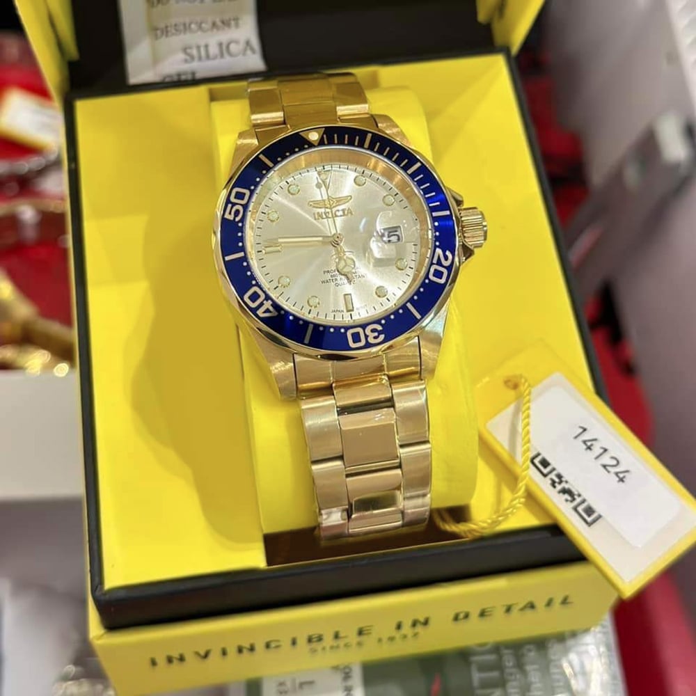 RELOJ INVICTA PRO DIVER 14124 FECHA ACERO INOXIDABLE DORADO - 4