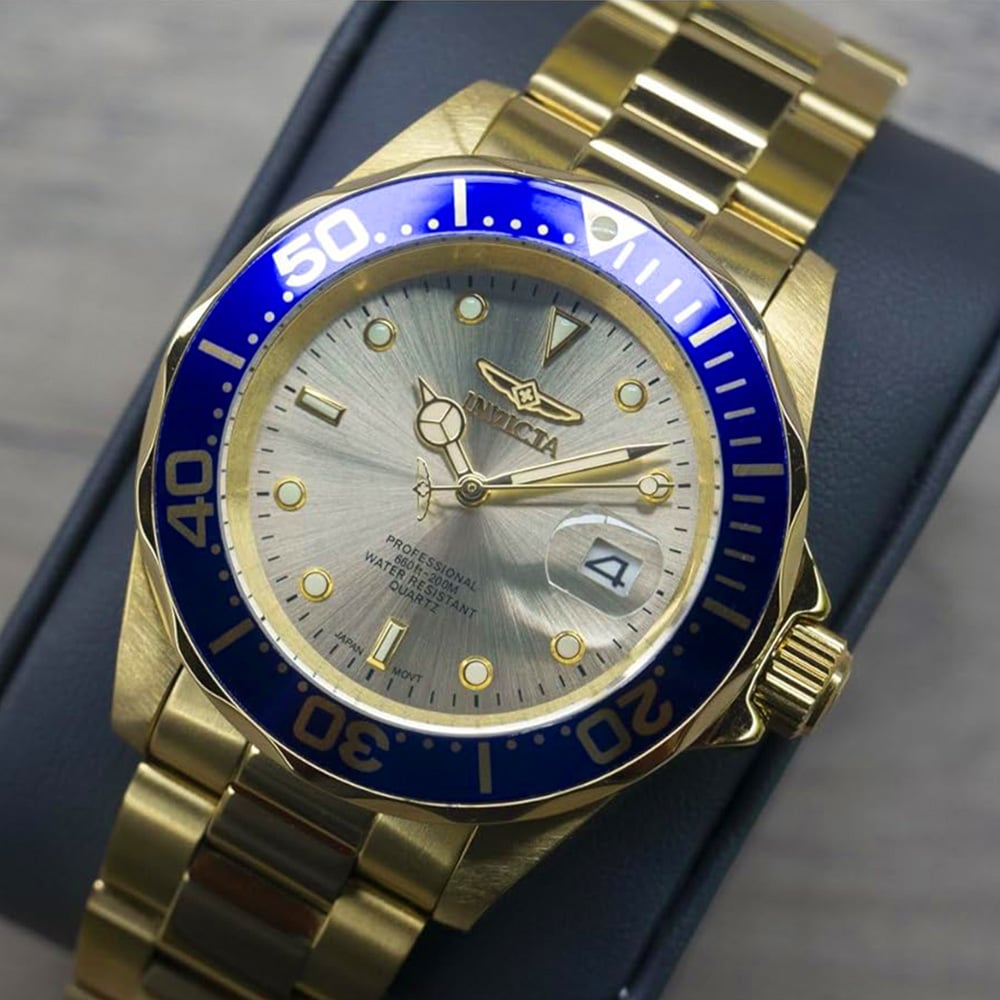 RELOJ INVICTA PRO DIVER 14124 FECHA ACERO INOXIDABLE DORADO - 6