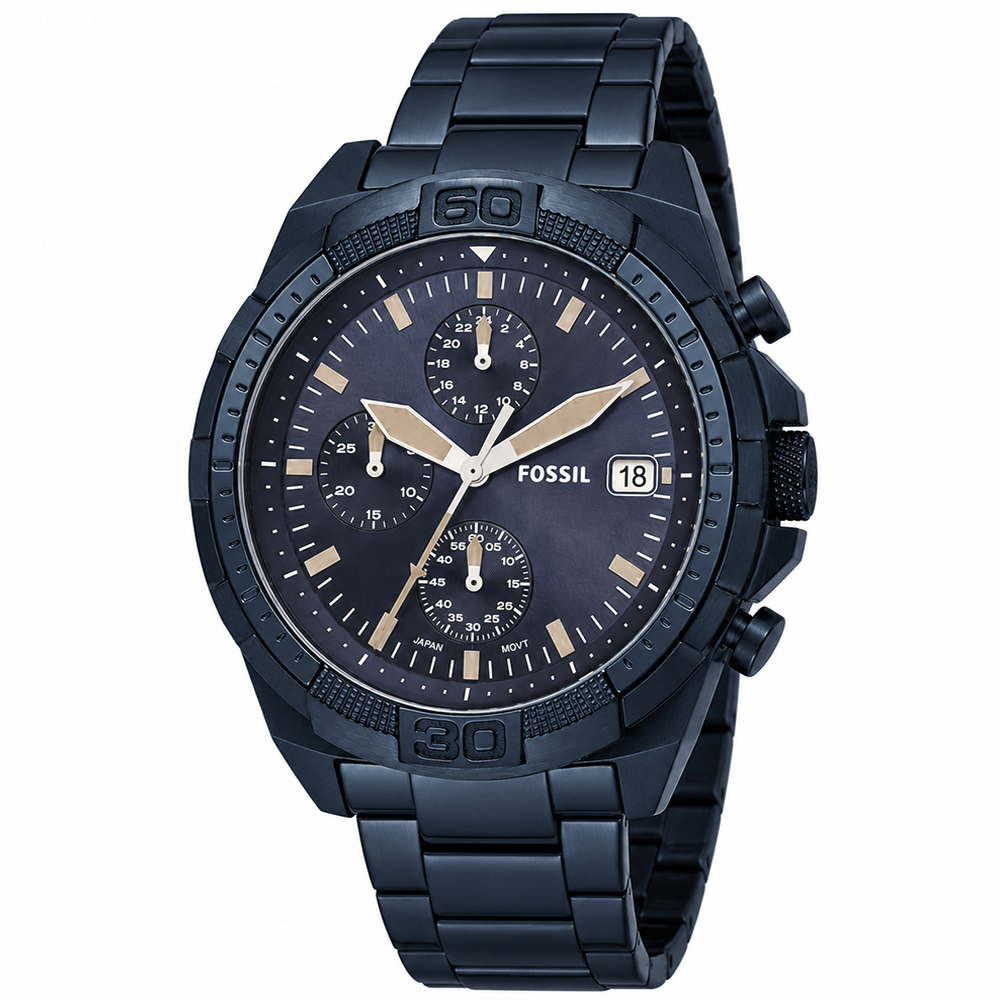 RELOJ FOSSIL BRONSON FS5916 FECHA CRONÓMETRO ACERO INOXIDABLE AZUL - 3