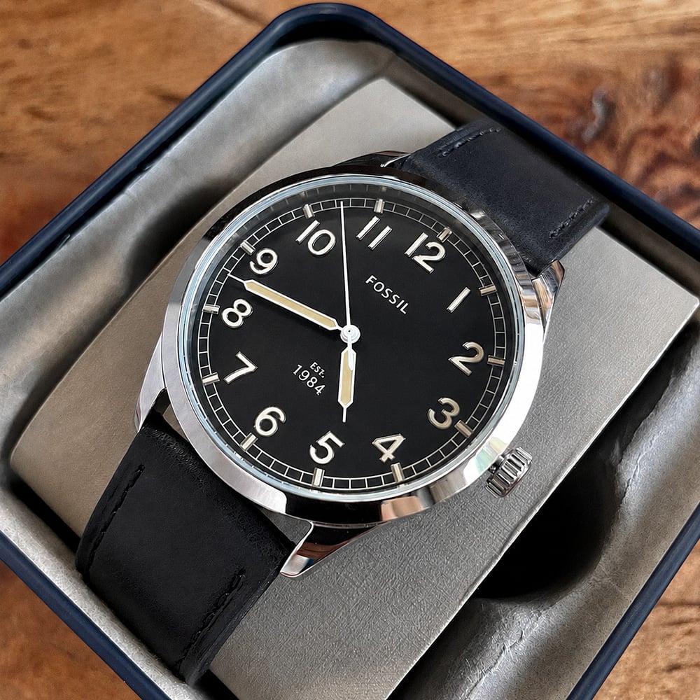 RELOJ FOSSIL DAYLINER FS5926 ACERO INOXIDABLE CORREA DE CUERO Y DIAL NEGRO - 2