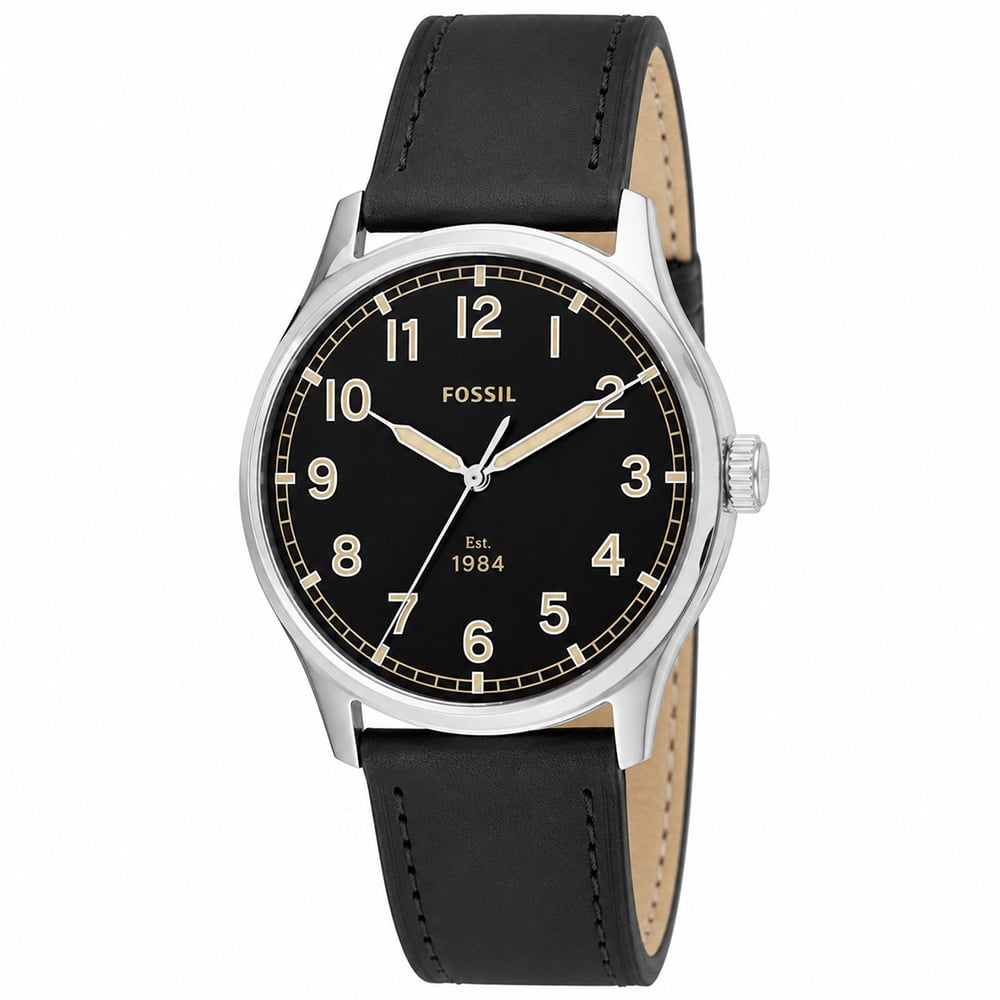 RELOJ FOSSIL DAYLINER FS5926 ACERO INOXIDABLE CORREA DE CUERO Y DIAL NEGRO - 3