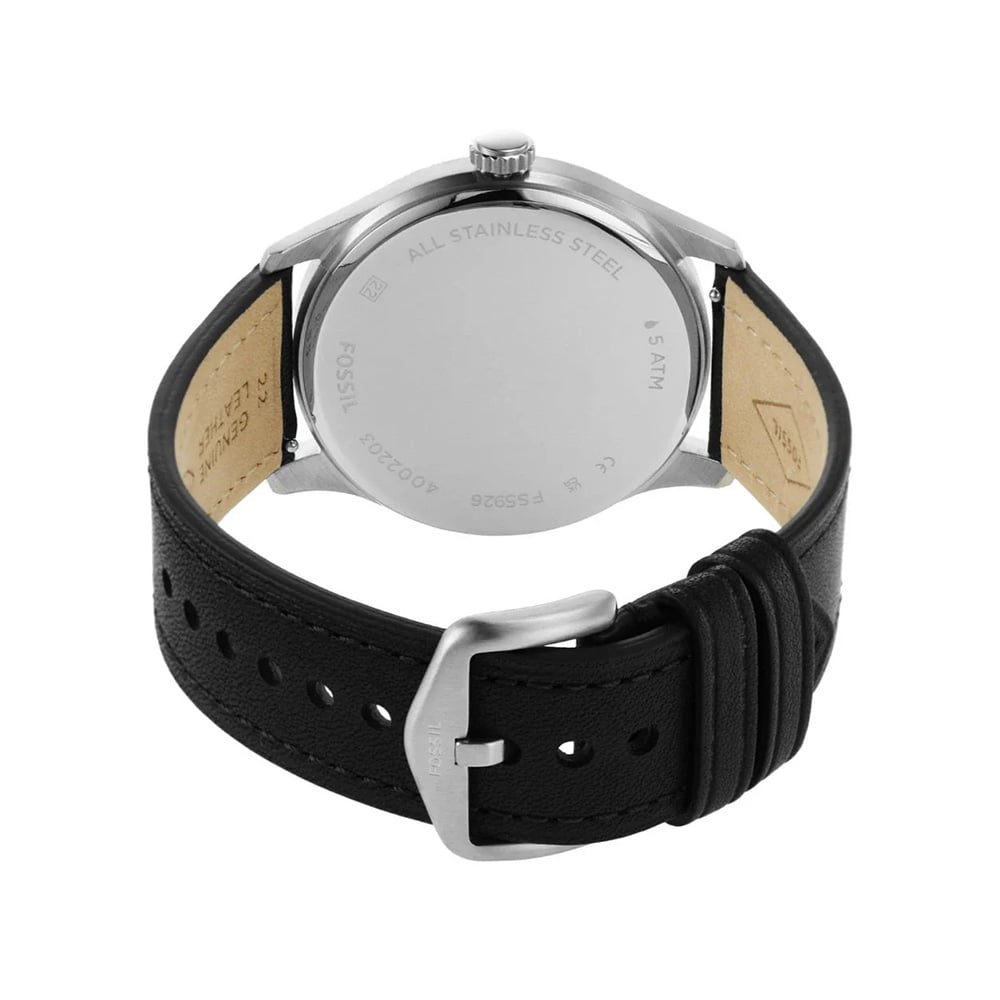 RELOJ FOSSIL DAYLINER FS5926 ACERO INOXIDABLE CORREA DE CUERO Y DIAL NEGRO - 6