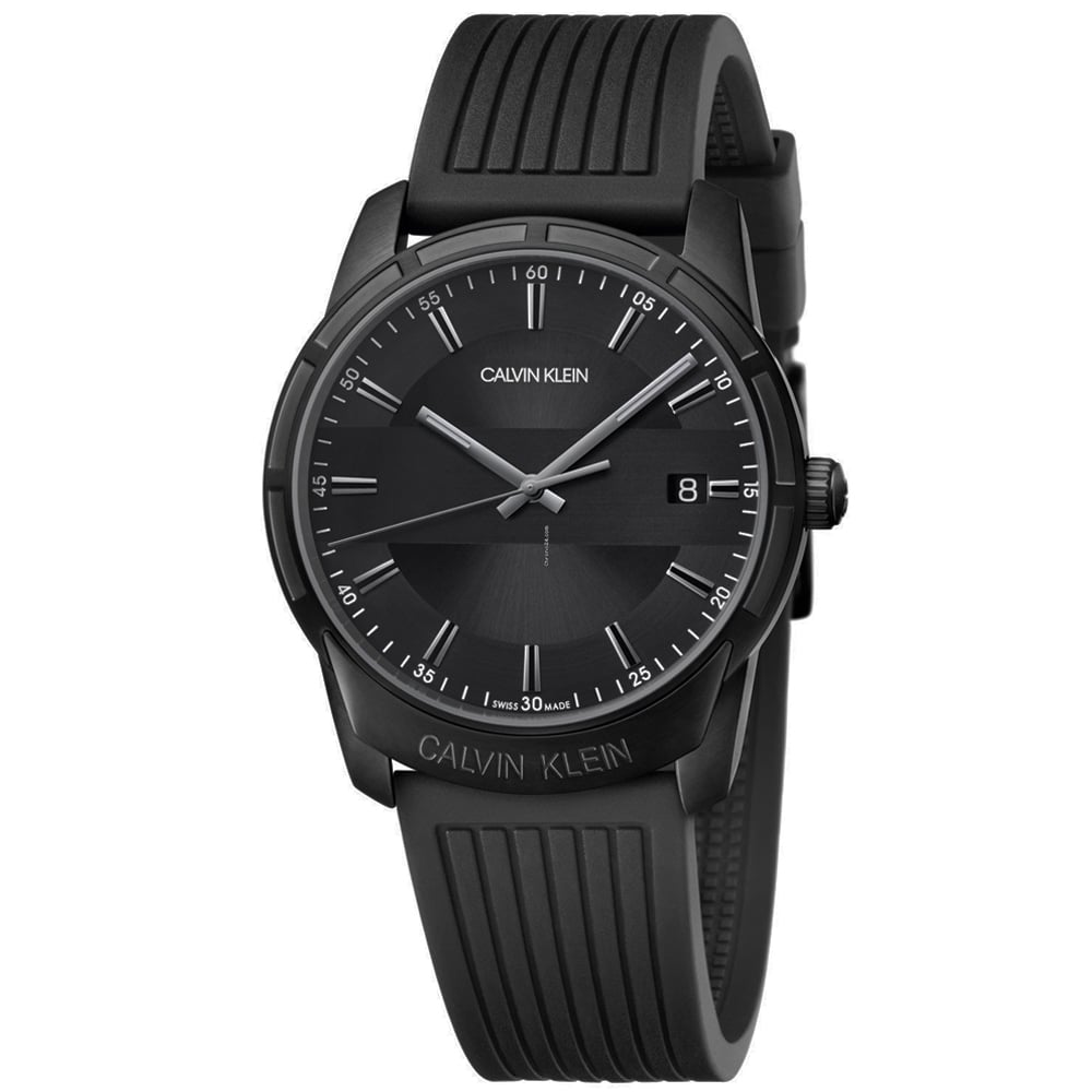 RELOJ CALVIN KLEIN EVIDENCE K8R114D1 SUIZO FECHA CORREA DE SILICONA NEGRO - 1