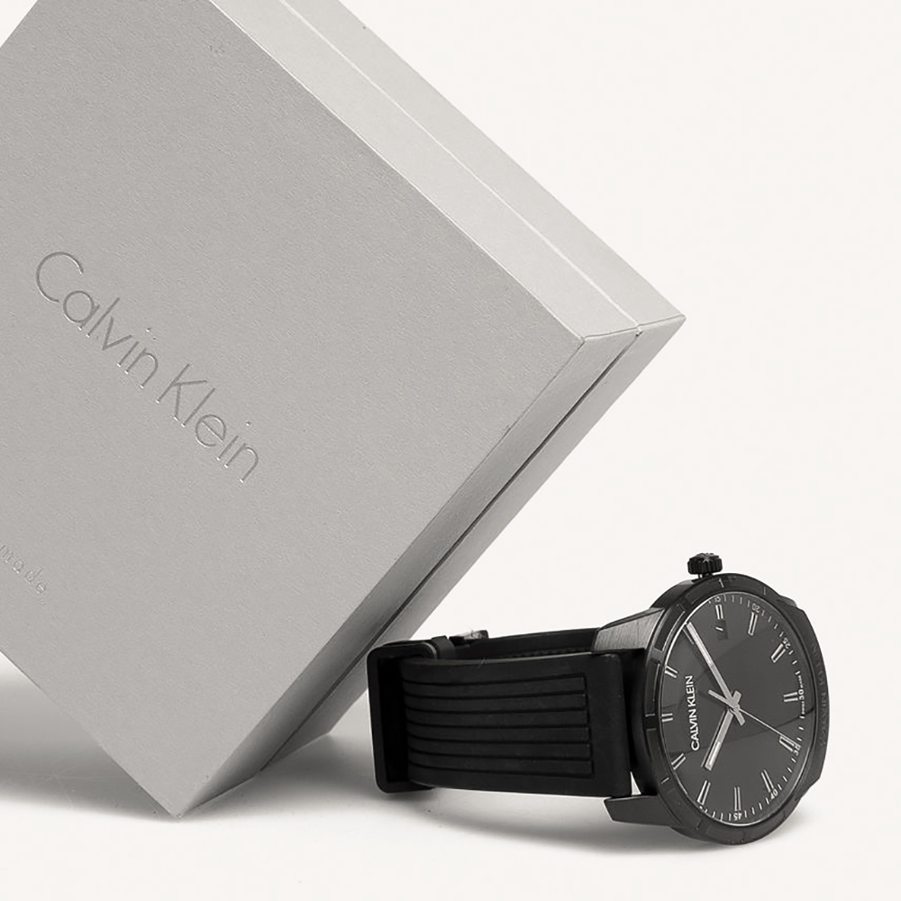 RELOJ CALVIN KLEIN EVIDENCE K8R114D1 SUIZO FECHA CORREA DE SILICONA NEGRO - 5