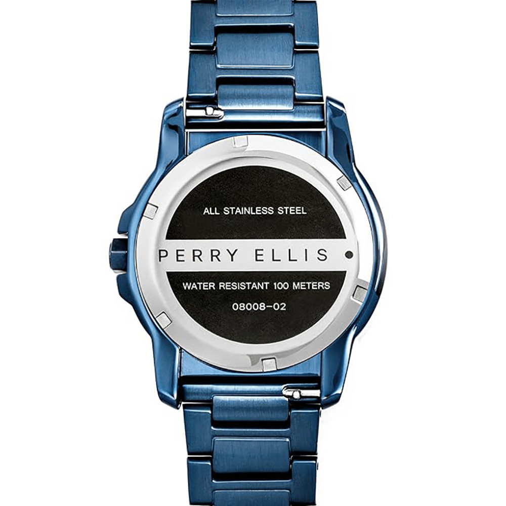 RELOJ PERRY ELLIS DECAGON 42 08008-02 FECHA ACERO INOXIDABLE AZUL - 5