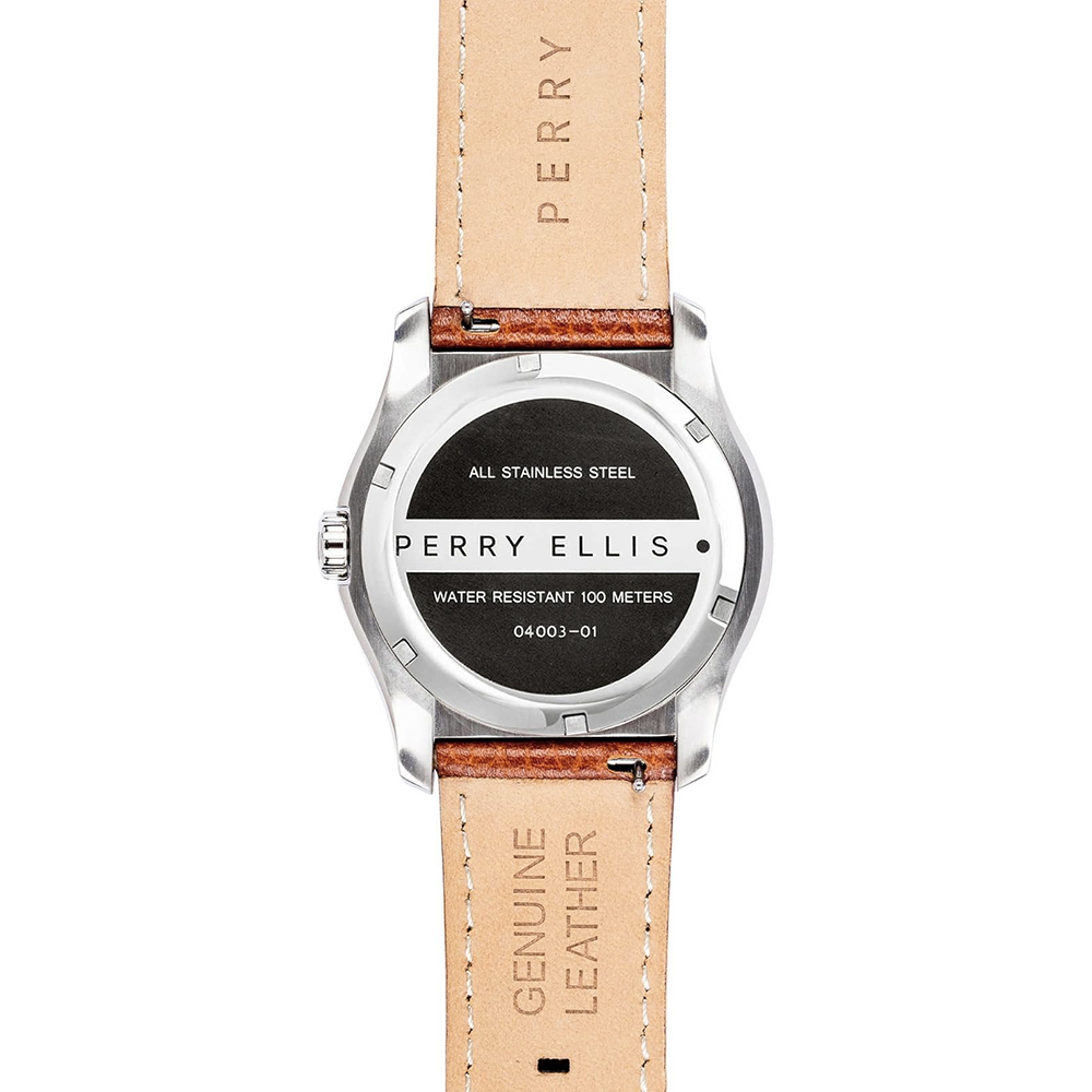 RELOJ PERRY ELLIS MEMPHIS 04003-01 FECHA CORREA CUERO MARRÓN DIAL BEIGE - 6