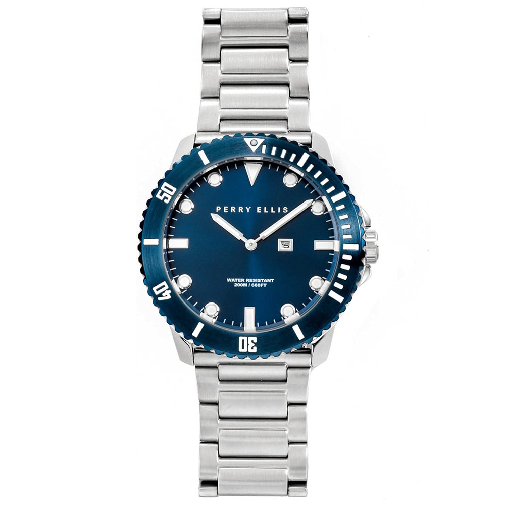 RELOJ PERRY ELLIS DEEP DIVER 46 02006-02 FECHA ACERO INOXIDABLE DIAL AZUL - 5