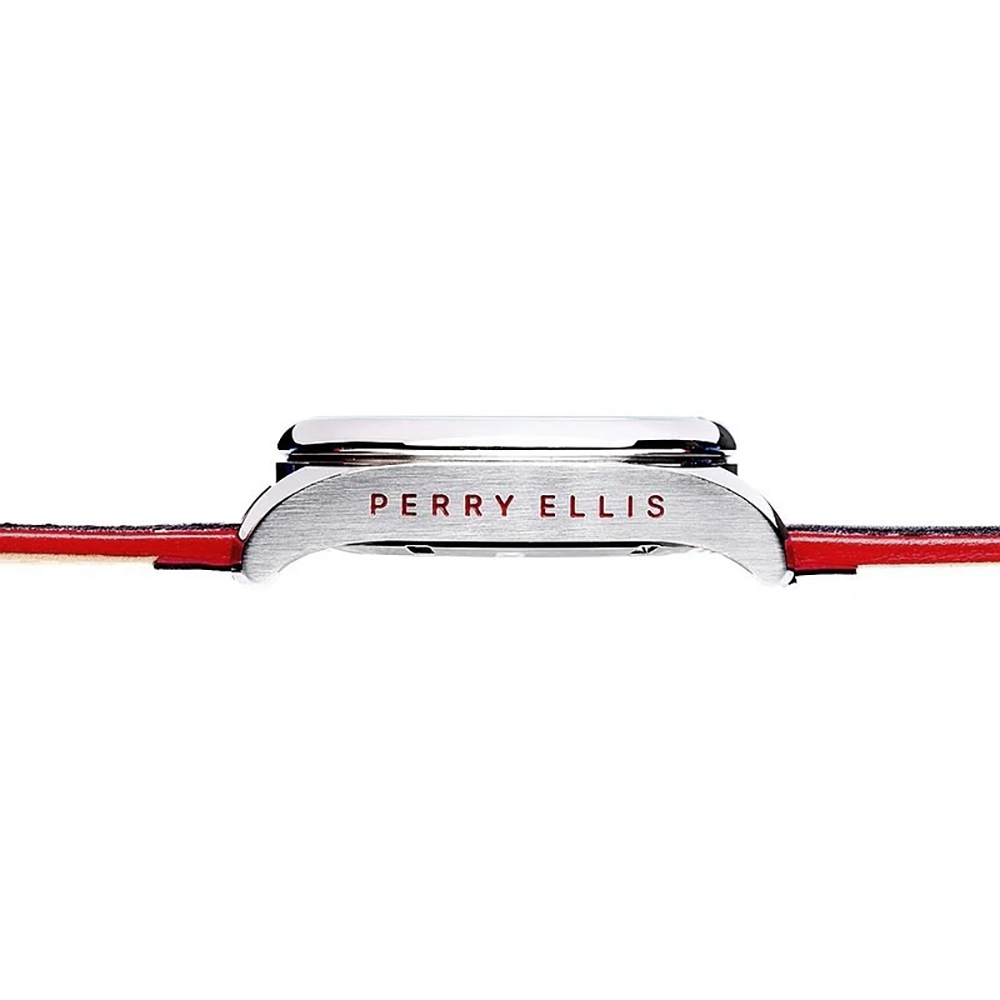 RELOJ PERRY ELLIS GT 01001-01 FECHA CRONÓMETRO CORREA CUERO Y DIAL NEGRO ROJO - 5