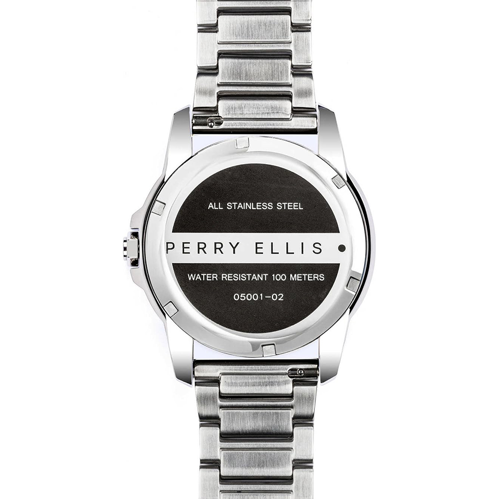 RELOJ PERRY ELLIS DECAGON 46 05001-02 FECHA ACERO INOXIDABLE DIAL GRIS OSCURO - 5
