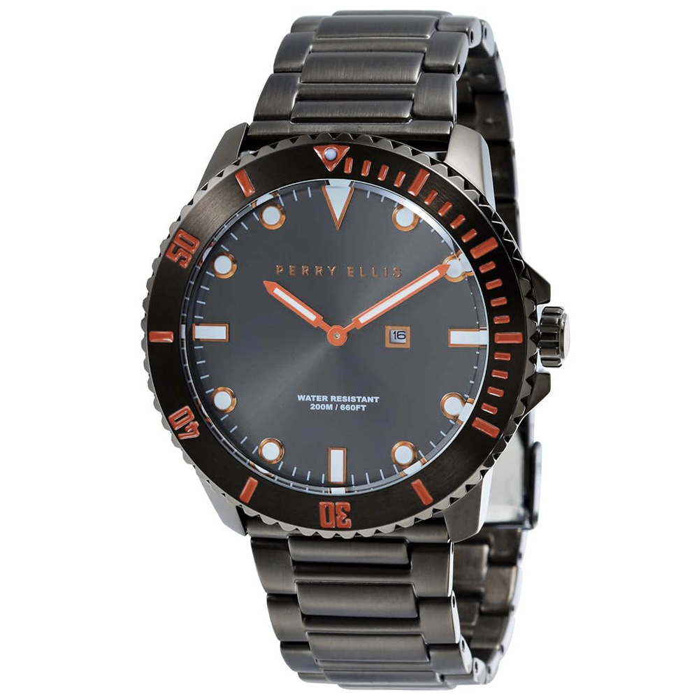 RELOJ PERRY ELLIS DEEP DIVER 46 02004-02 FECHA ACERO INOXIDABLE GUNMETAL - 1