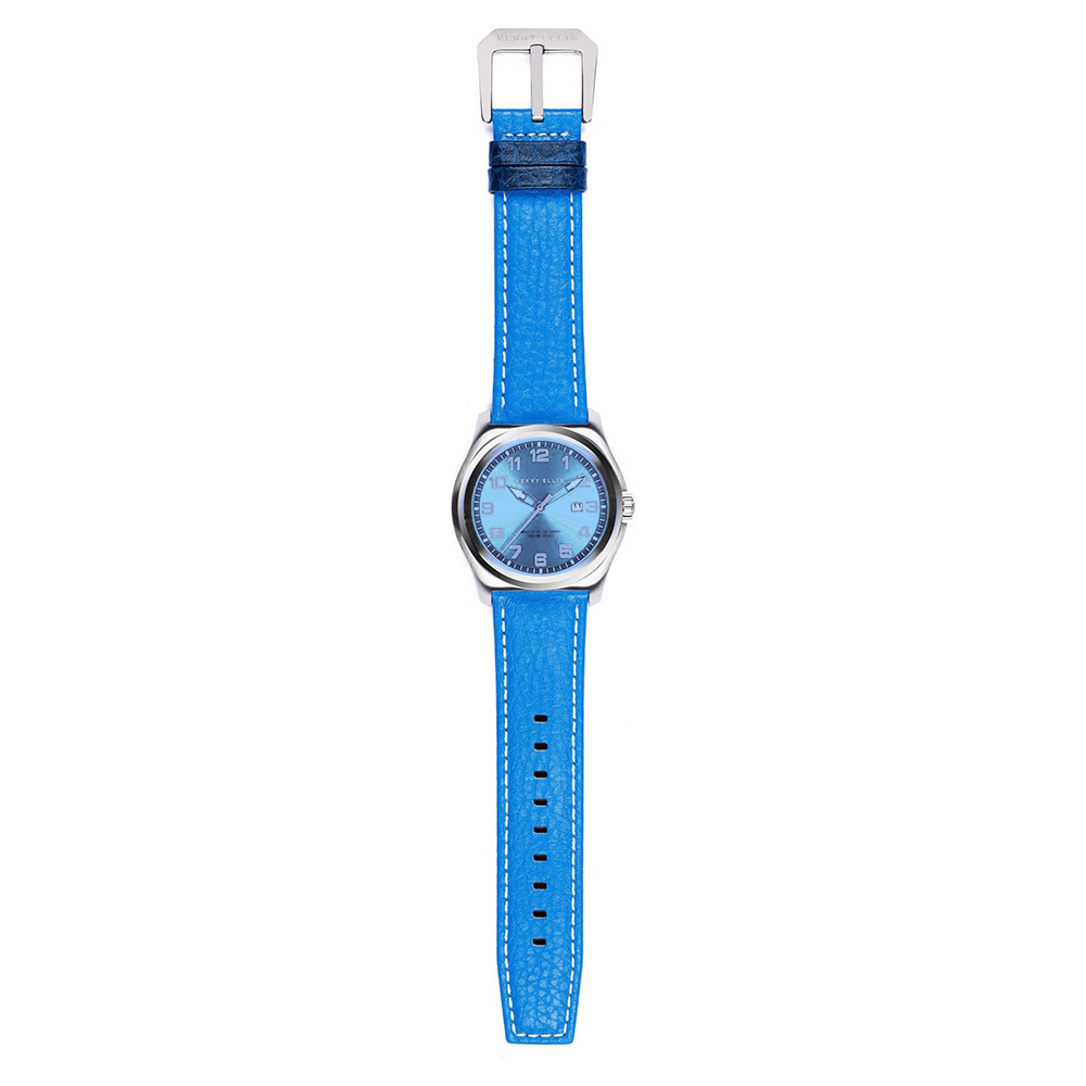 RELOJ PERRY ELLIS MEMPHIS 04007-01 FECHA CORREA DE CUERO Y DIAL CELESTE - 5