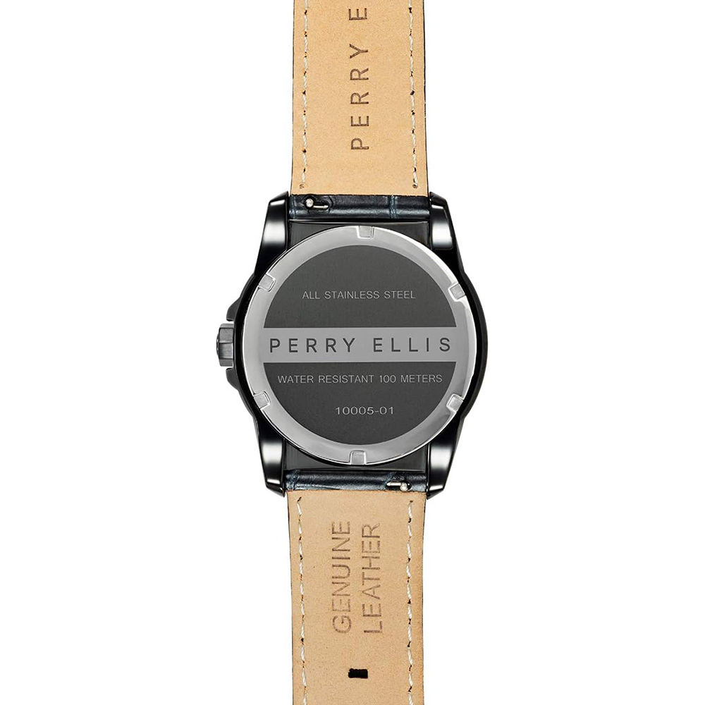 RELOJ PERRY ELLIS DECAGON FADING 10005-01 CORREA DE CUERO NEGRO DIAL TURQUESA - 6